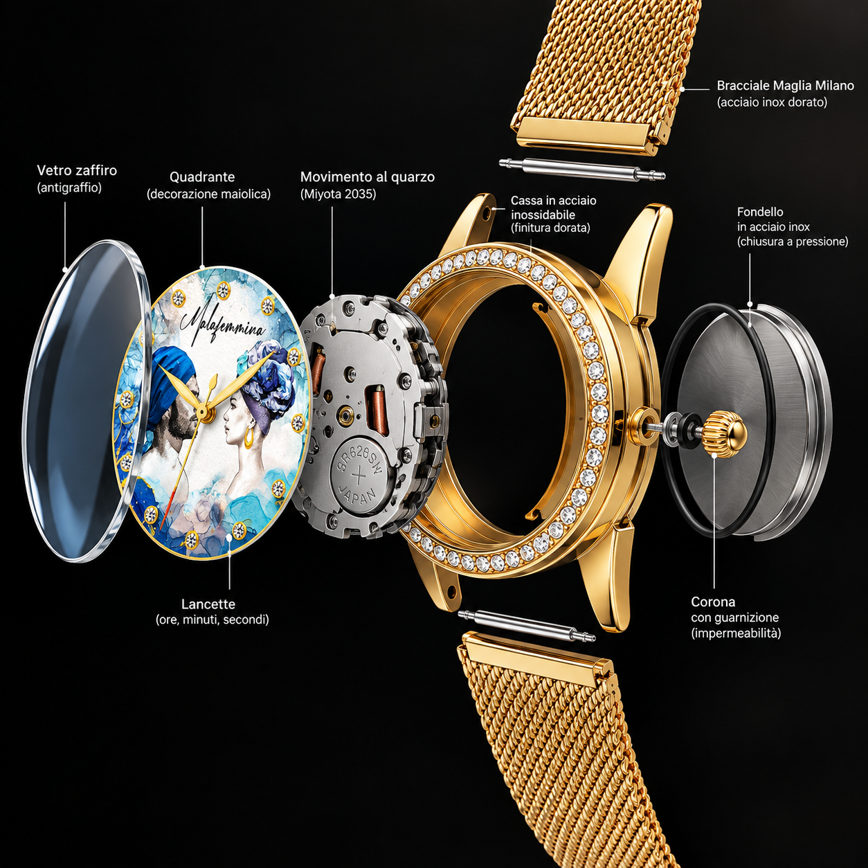 orologi per donna siciliani Orologio teste di moro - immagine 2