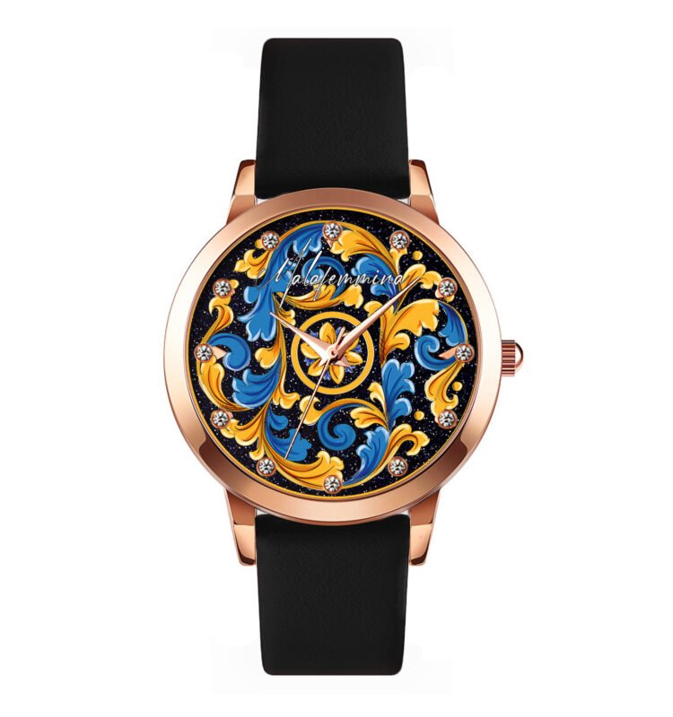 orologio Ginestre di cielo con cinturino in pelle nero collezione Taormina